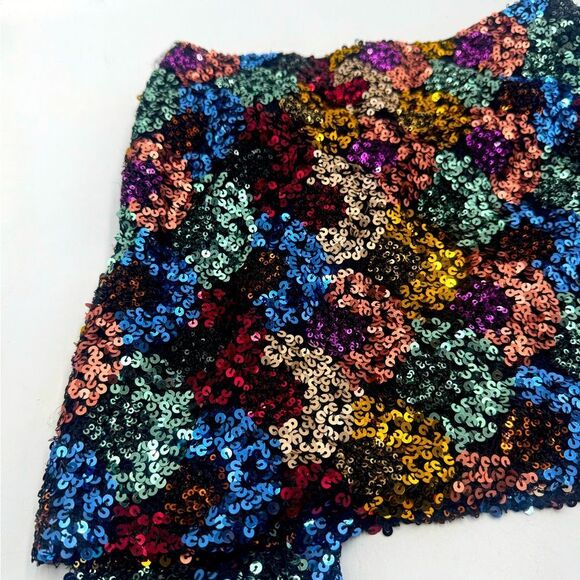NWT Zara Multicolor Sequins Mini Skirt Front Tie Light Stretch Size US Smalll - Picture 10 of 10